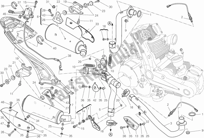 Alle onderdelen voor de Uitlaatsysteem van de Ducati Monster 796 ABS USA 2014